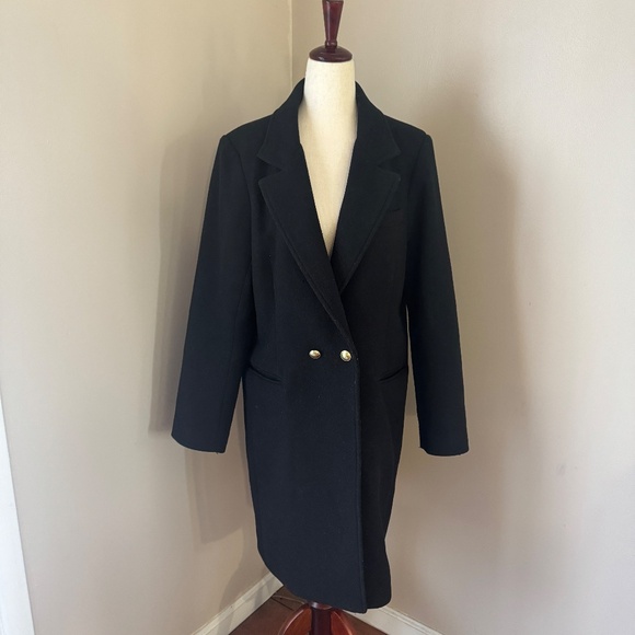 A&F Tailored Wool-Blend Dad Coat Classic Black Size Medium - Picture 2 of 12